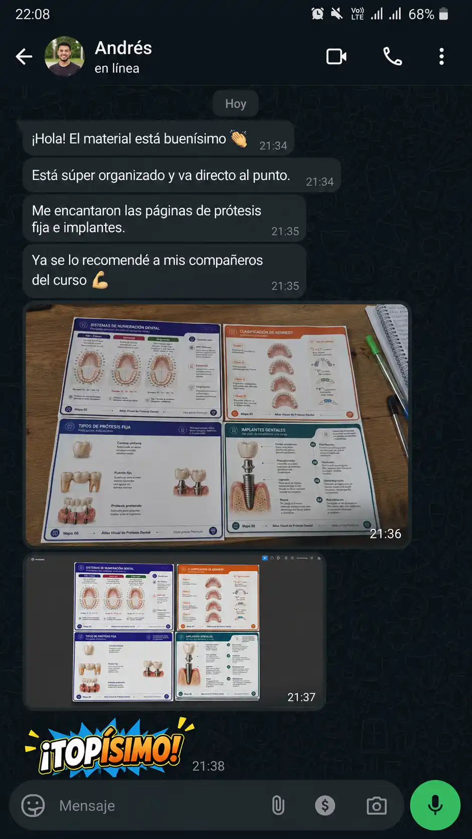 Testimonio de estudiante 1 sobre la edición anterior del material
